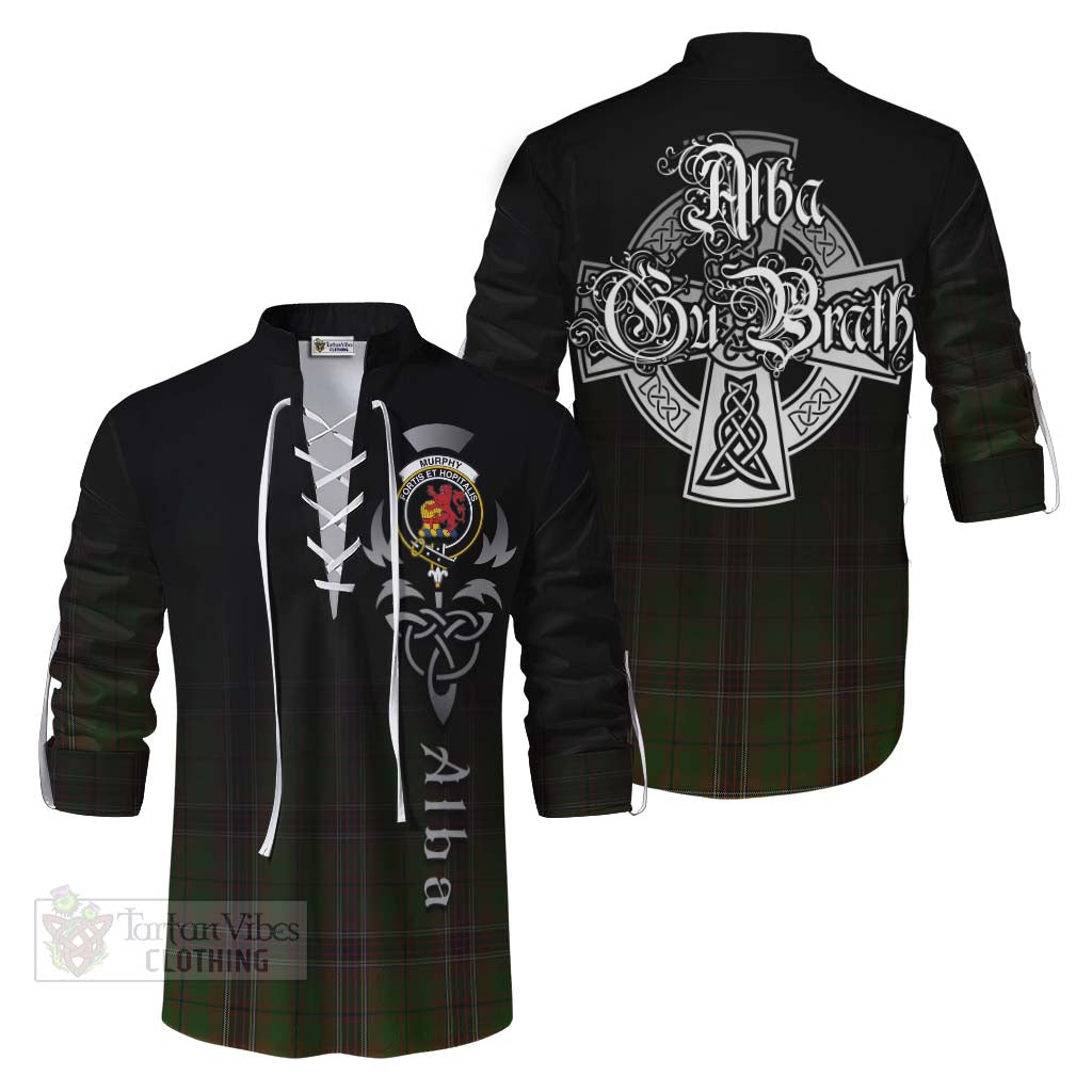 Tartan Vibes Clothing Murphy Tartan Ghillie Kilt Shirt Featuring Alba Gu Brath Family Crest Celtic Inspired