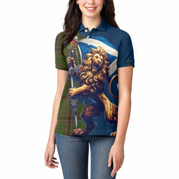 Murphy Tartan Family Crest Women's Polo Shirt with Scottish Majestic Lion