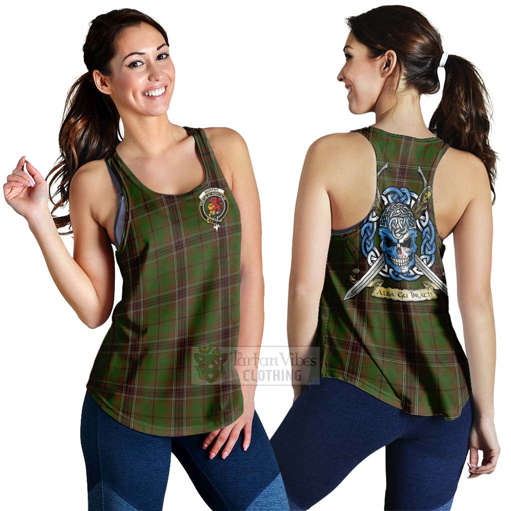 Tartan Vibes Clothing Murphy Tartan Women's Racerback Tanks with Family Crest Celtic Skull Style