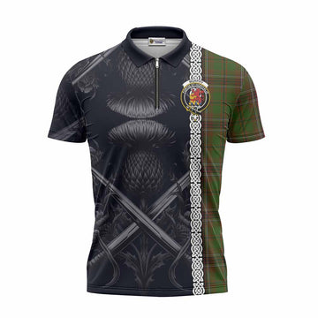 Murphy Tartan Zipper Polo Shirt with Family Crest Cross Sword Thistle Celtic Vibes Unisex - Tartan Vibes Clothing
