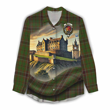 Murphy Tartan Family Crest Women's Casual Shirt with Scottish Ancient Castle Style Female - Tartan Vibes Clothing
