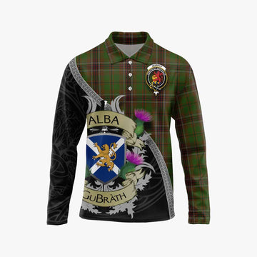 Murphy Tartan Family Crest Long Sleeve Polo Shirt Lion Rampant Royal Thistle Shield Celtic Inspired Unisex - Tartan Vibes Clothing