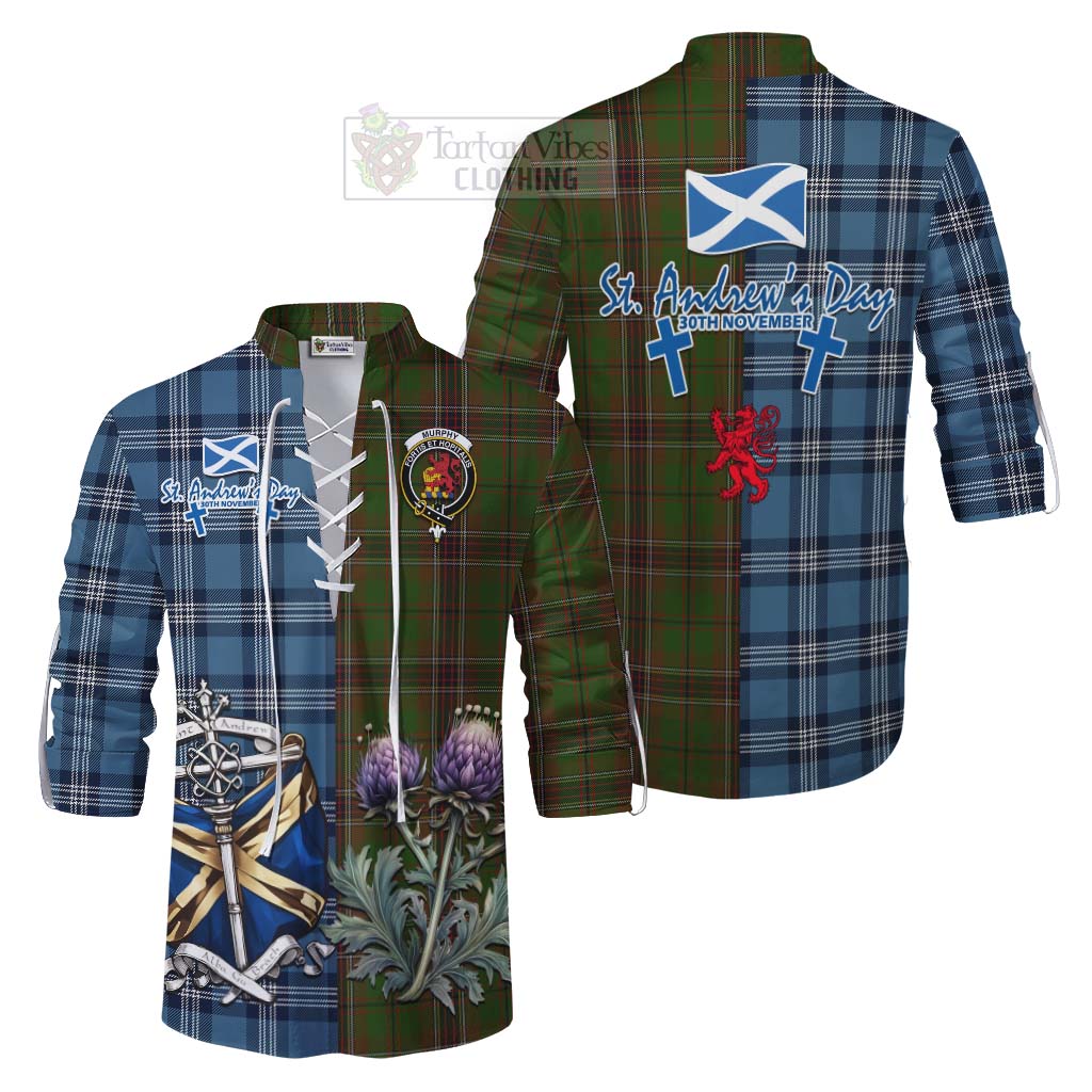 Tartan Vibes Clothing Murphy Tartan Ghillie Kilt Shirt Happy St. Andrew's Day Half Tartan Style