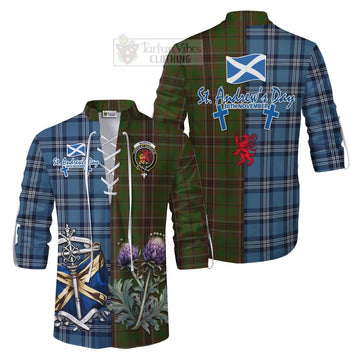 Murphy Tartan Ghillie Kilt Shirt Happy St. Andrew's Day Half Tartan Style