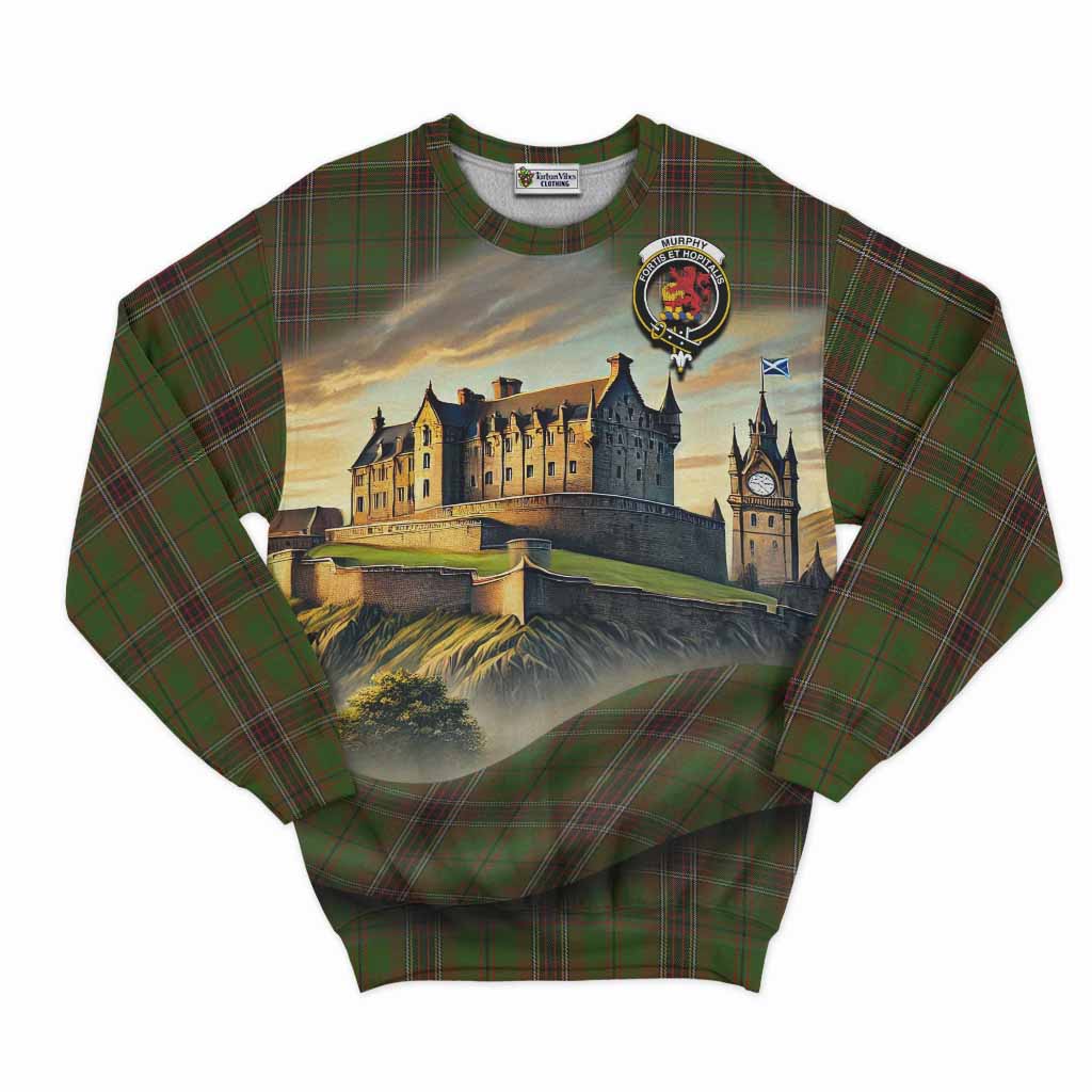 Murphy Tartan Family Crest Sweatshirt with Scottish Ancient Castle Style Unisex - Tartan Vibes Clothing