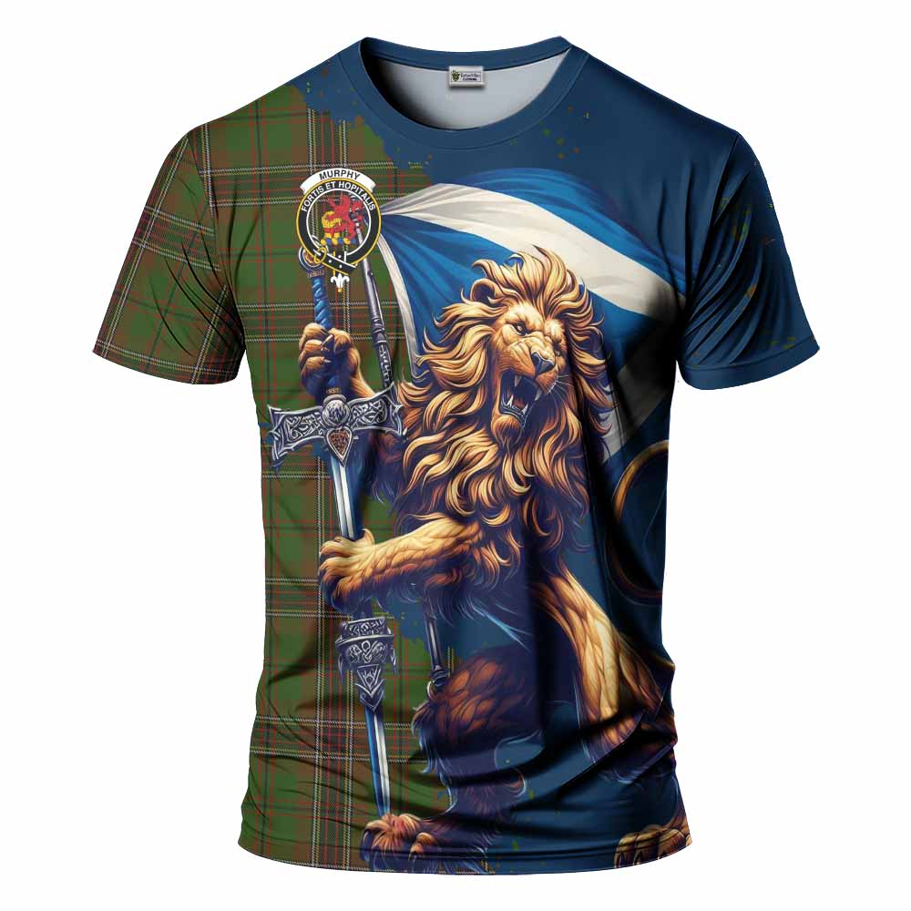 Tartan Vibes Clothing Murphy Tartan Family Crest T-Shirt with Scottish Majestic Lion