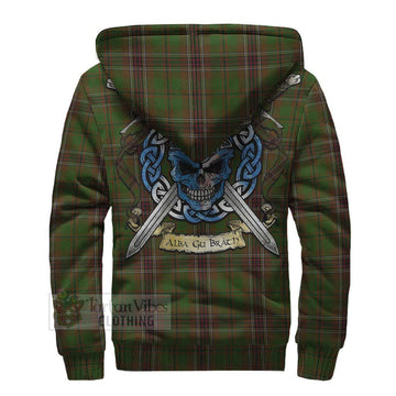 Murphy Tartan Sherpa Hoodie with Family Crest Celtic Skull Style