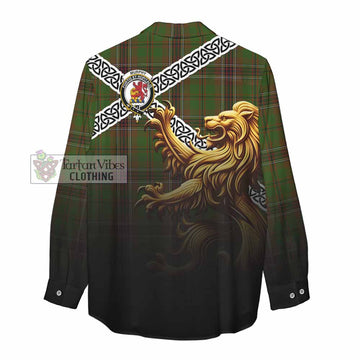 Murphy Crest Tartan Women's Casual Shirt with Golden Lion Emblem Celtic Style - Tartan Vibes Clothing