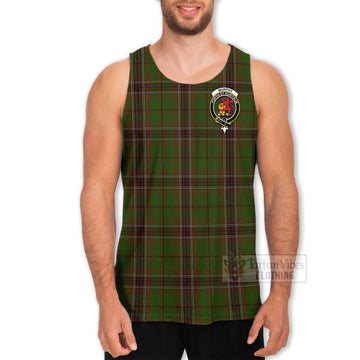 Murphy Tartan Men's Tank Top with Family Crest and Bearded Skull Holding Bottles of Whiskey