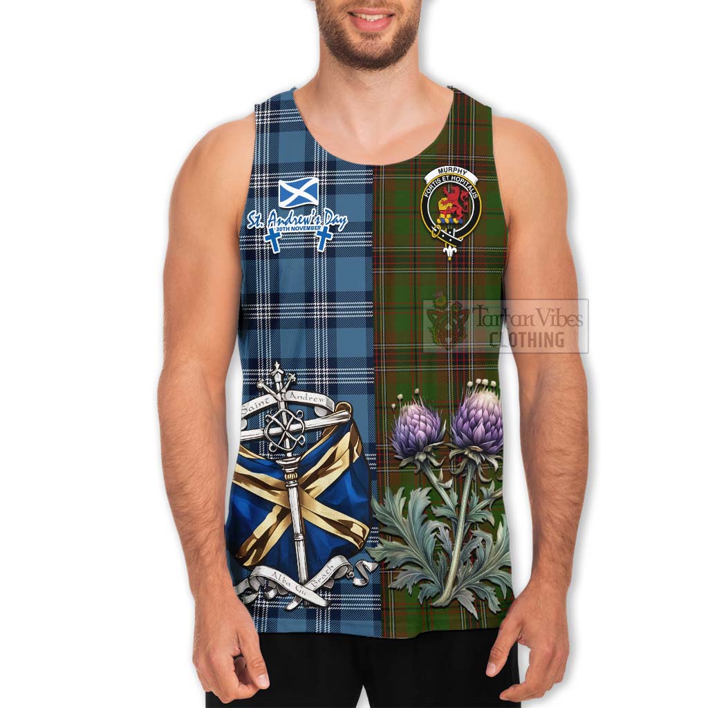 Tartan Vibes Clothing Murphy Tartan Men's Tank Top Happy St. Andrew's Day Half Tartan Style