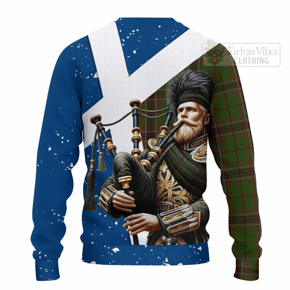 Tartan Vibes Clothing Murphy Tartan Knitted Sweater with Family Crest Scottish Bagpiper Vibes