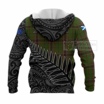 Murphy Crest Tartan Knitted Hoodie with New Zealand Silver Fern Half Style