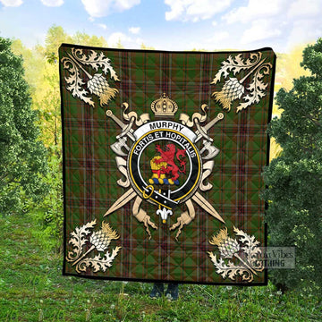 Murphy Tartan Quilt with Family Crest and Scottish Golden Courage Shield