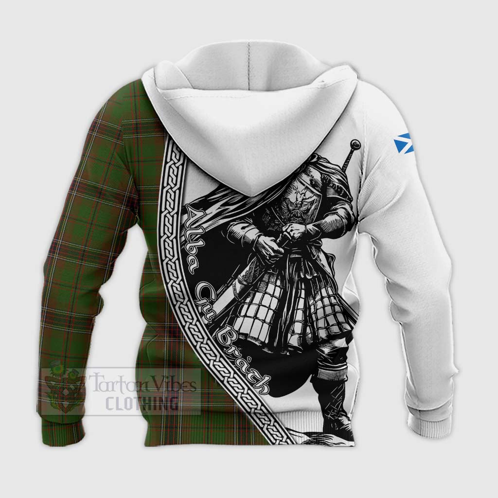 Tartan Vibes Clothing Murphy Tartan Clan Crest Knitted Hoodie with Highlander Warrior Celtic Style