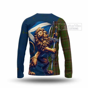 Murphy Tartan Family Crest Long Sleeve T-Shirt with Scottish Majestic Lion