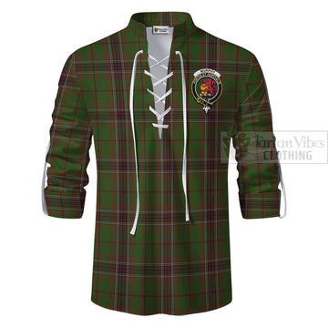 Murphy Tartan Ghillie Kilt Shirt with Family Crest and Bearded Skull Holding Bottles of Whiskey