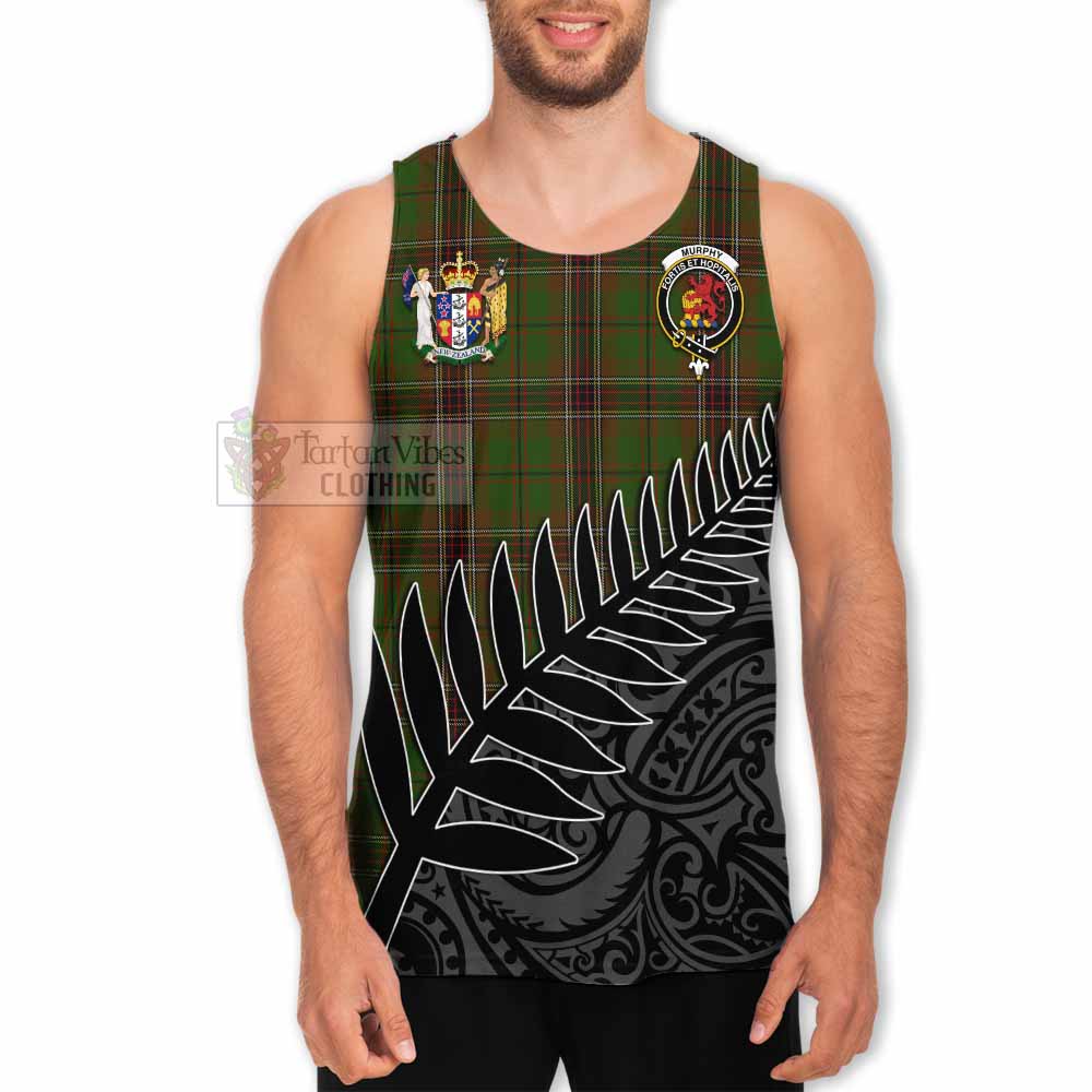 Tartan Vibes Clothing Murphy Crest Tartan Men's Tank Top with New Zealand Silver Fern Half Style