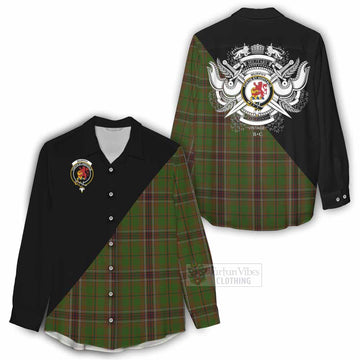 Murphy Tartan Women's Casual Shirt with Family Crest and Military Logo Style