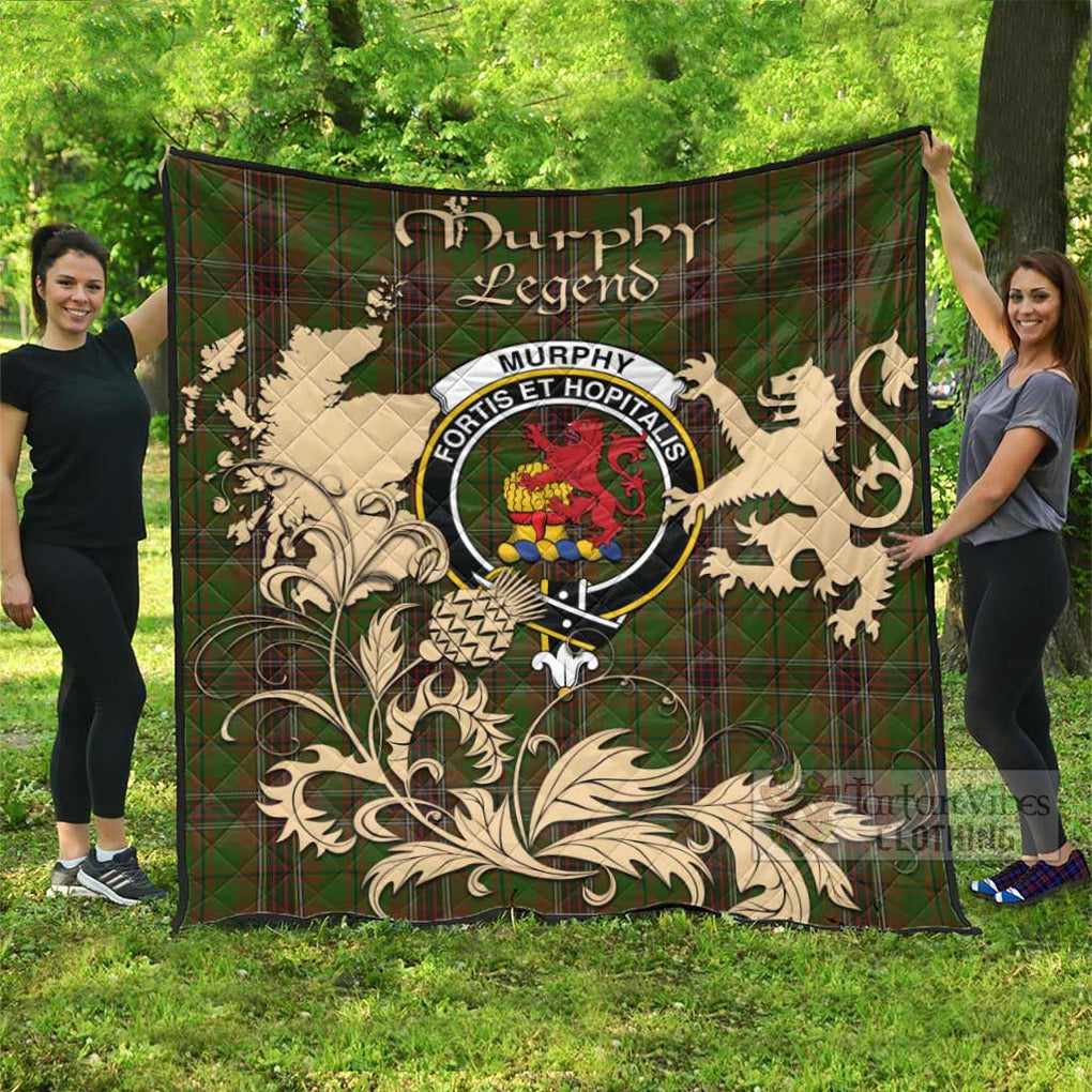 Murphy Tartan Quilt with Family Crest and Scottish Symbol Style - Tartan Vibes Clothing