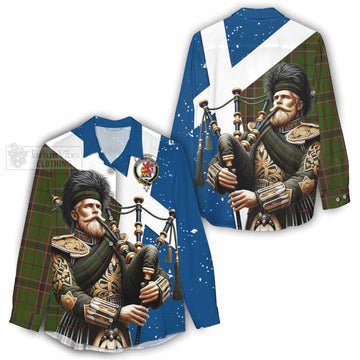 Murphy Tartan Women's Casual Shirt with Family Crest Scottish Bagpiper Vibes