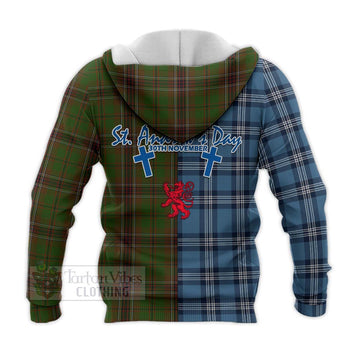 Murphy Tartan Knitted Hoodie Happy St. Andrew's Day Half Tartan Style