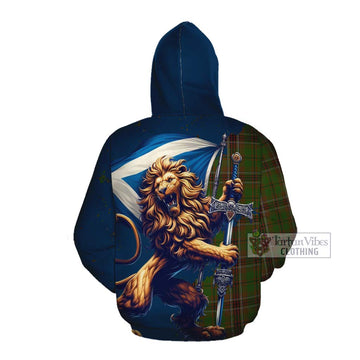 Murphy Tartan Family Crest Cotton Hoodie with Scottish Majestic Lion