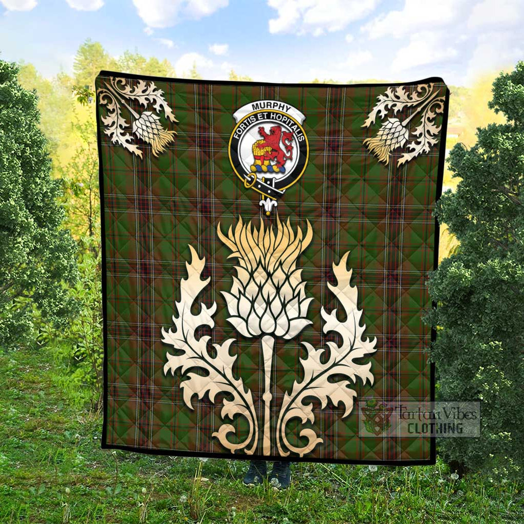 Tartan Vibes Clothing Murphy Tartan Quilt with Family Crest and Golden Thistle Style