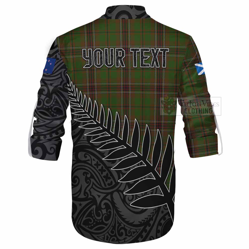 Tartan Vibes Clothing Murphy Crest Tartan Ghillie Kilt Shirt with New Zealand Silver Fern Half Style