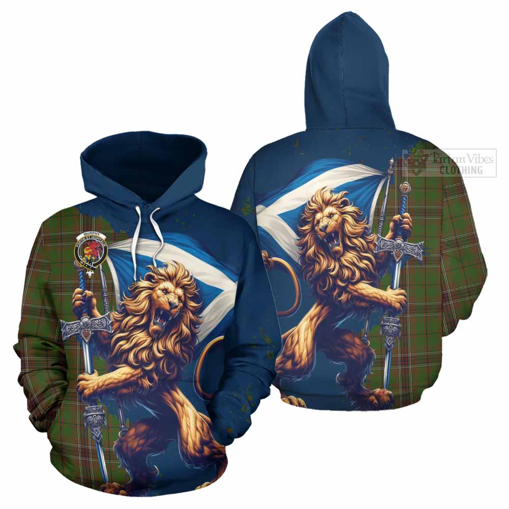 Tartan Vibes Clothing Murphy Tartan Family Crest Hoodie with Scottish Majestic Lion