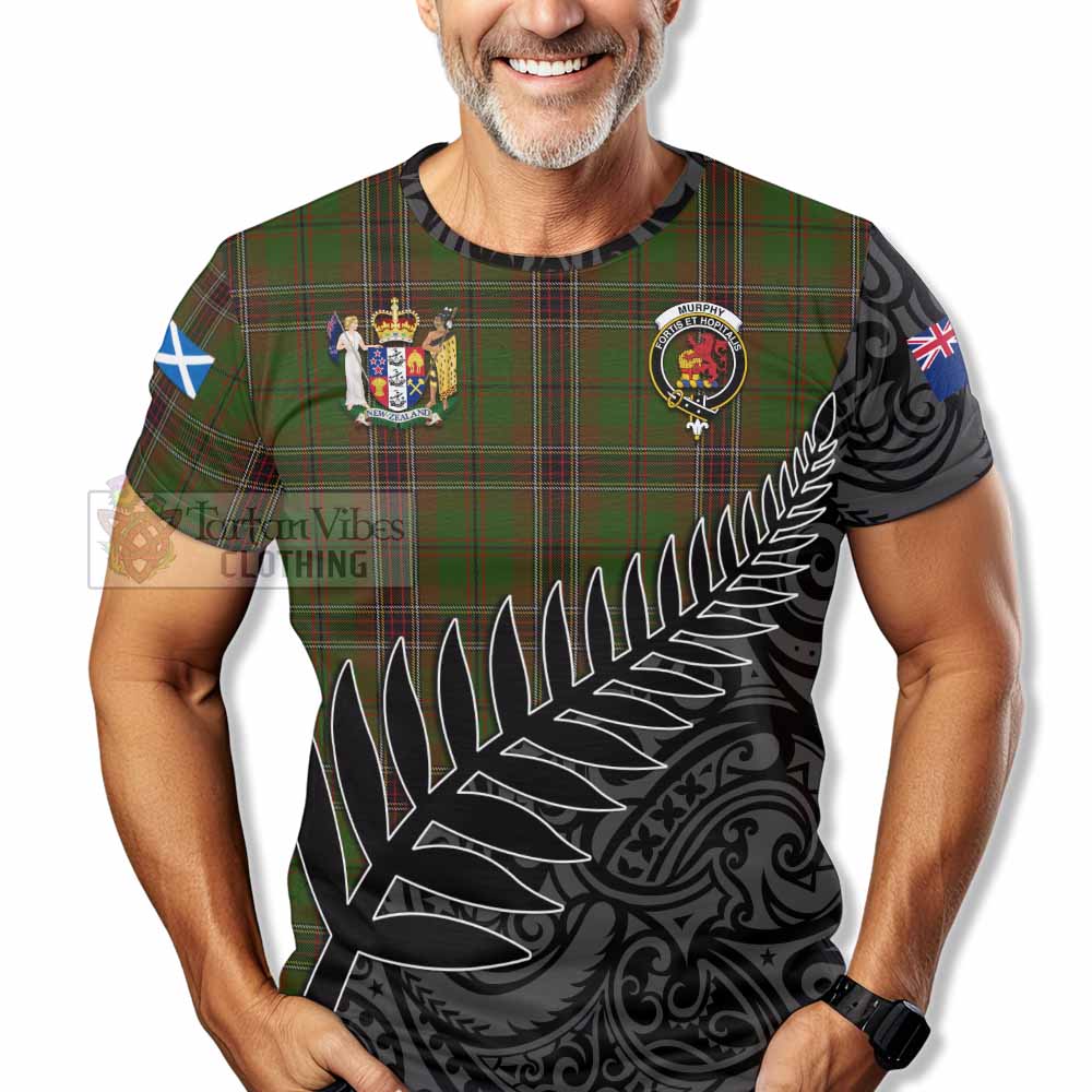 Tartan Vibes Clothing Murphy Crest Tartan T-Shirt with New Zealand Silver Fern Half Style