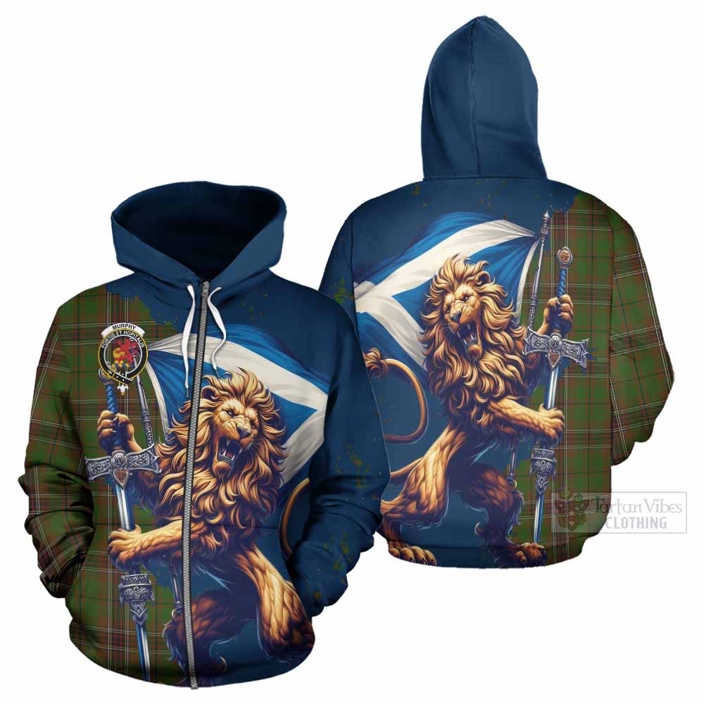 Tartan Vibes Clothing Murphy Tartan Family Crest Hoodie with Scottish Majestic Lion