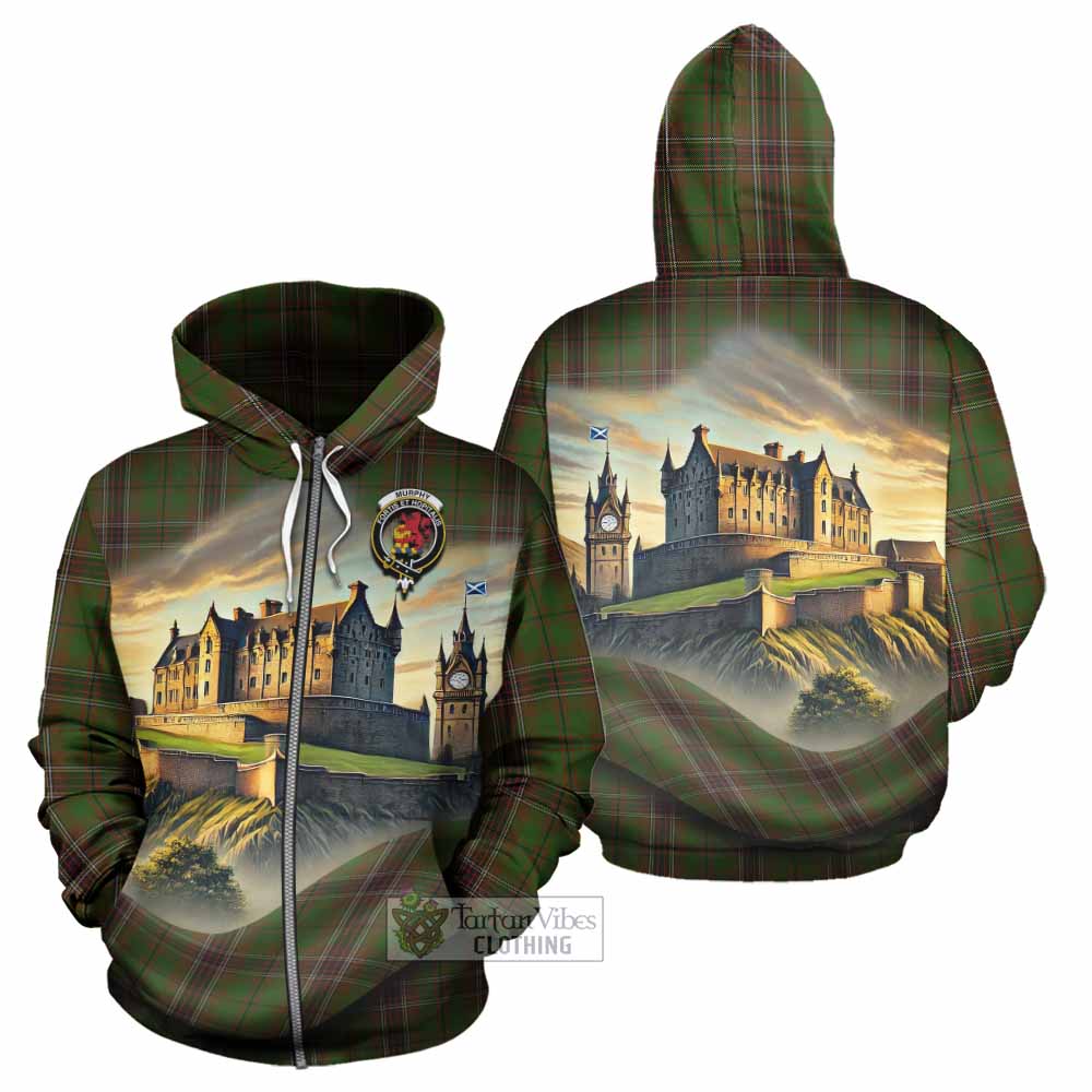 Murphy Tartan Family Crest Hoodie with Scottish Ancient Castle Style Zip Hoodie - Tartan Vibes Clothing