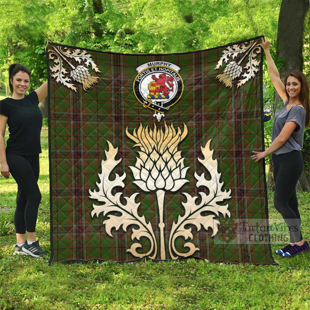 Tartan Vibes Clothing Murphy Tartan Quilt with Family Crest and Golden Thistle Style