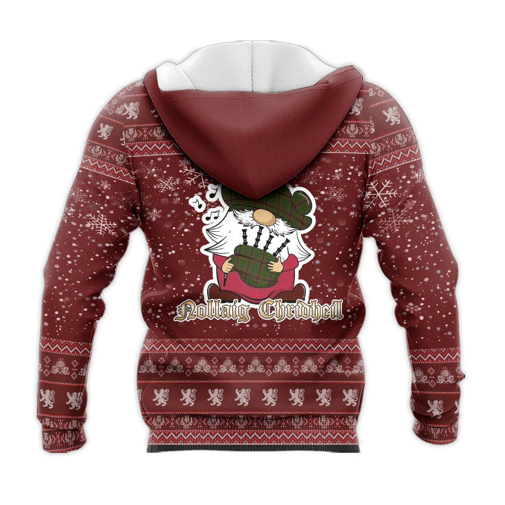 Murphy Clan Christmas Knitted Hoodie with Funny Gnome Playing Bagpipes - Tartanvibesclothing