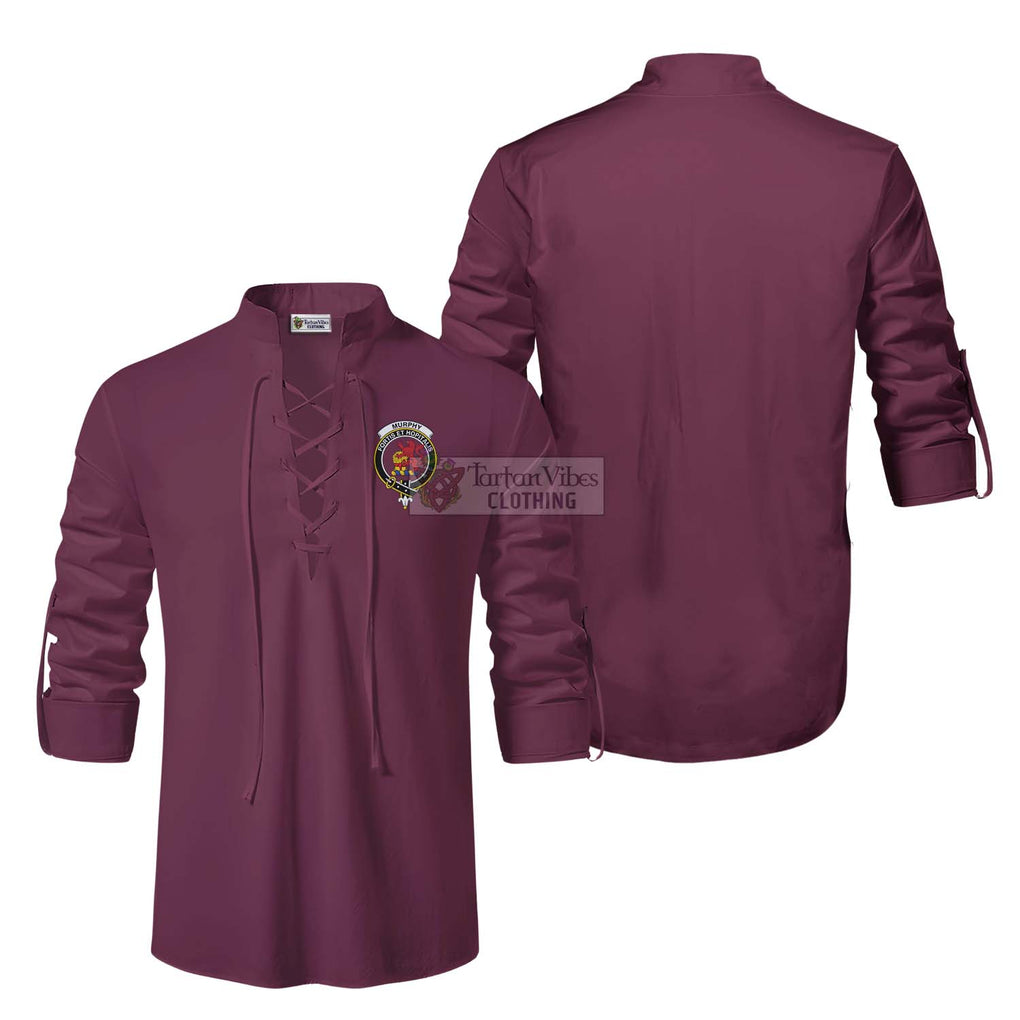 Murphy Clan Crest Ghillie Kilt Shirt Men Burgundy - 2D-tartanvibesclothing