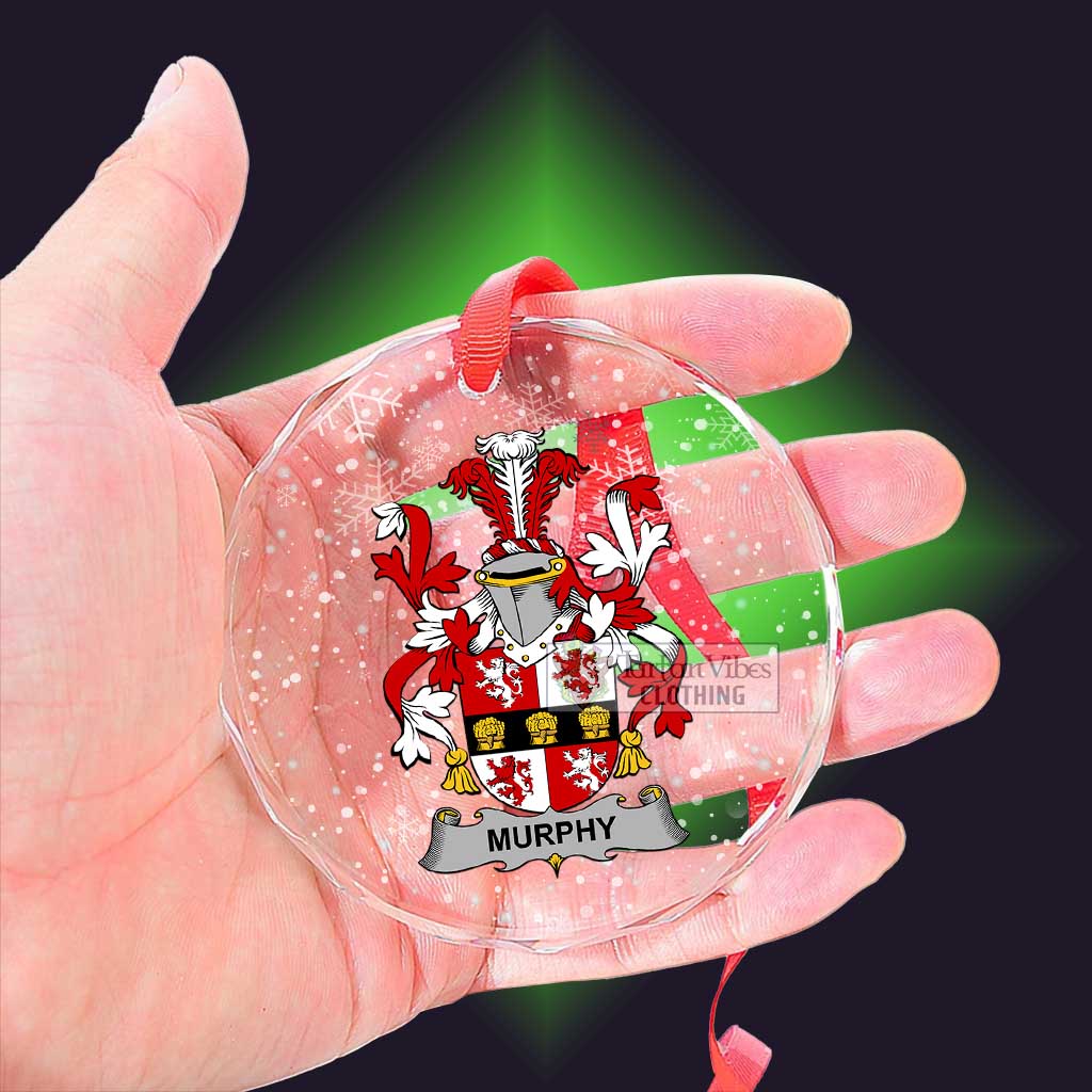 Tartan Vibes Clothing Murphy (Muskerry) Irish Clan Christmas Glass Ornament with Coat of Arms