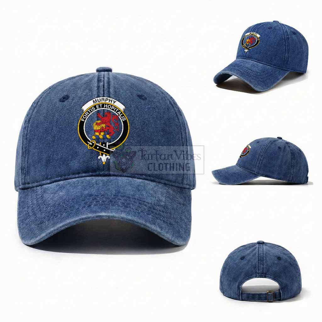 Murphy Scottish Clan Crest Washed Baseball Cap One Size (Adjustable) Royal Blue - Tartan Vibes Clothing
