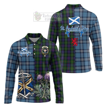 Murray Tartan Long Sleeve Polo Shirt Happy St. Andrew's Day Half Tartan Style