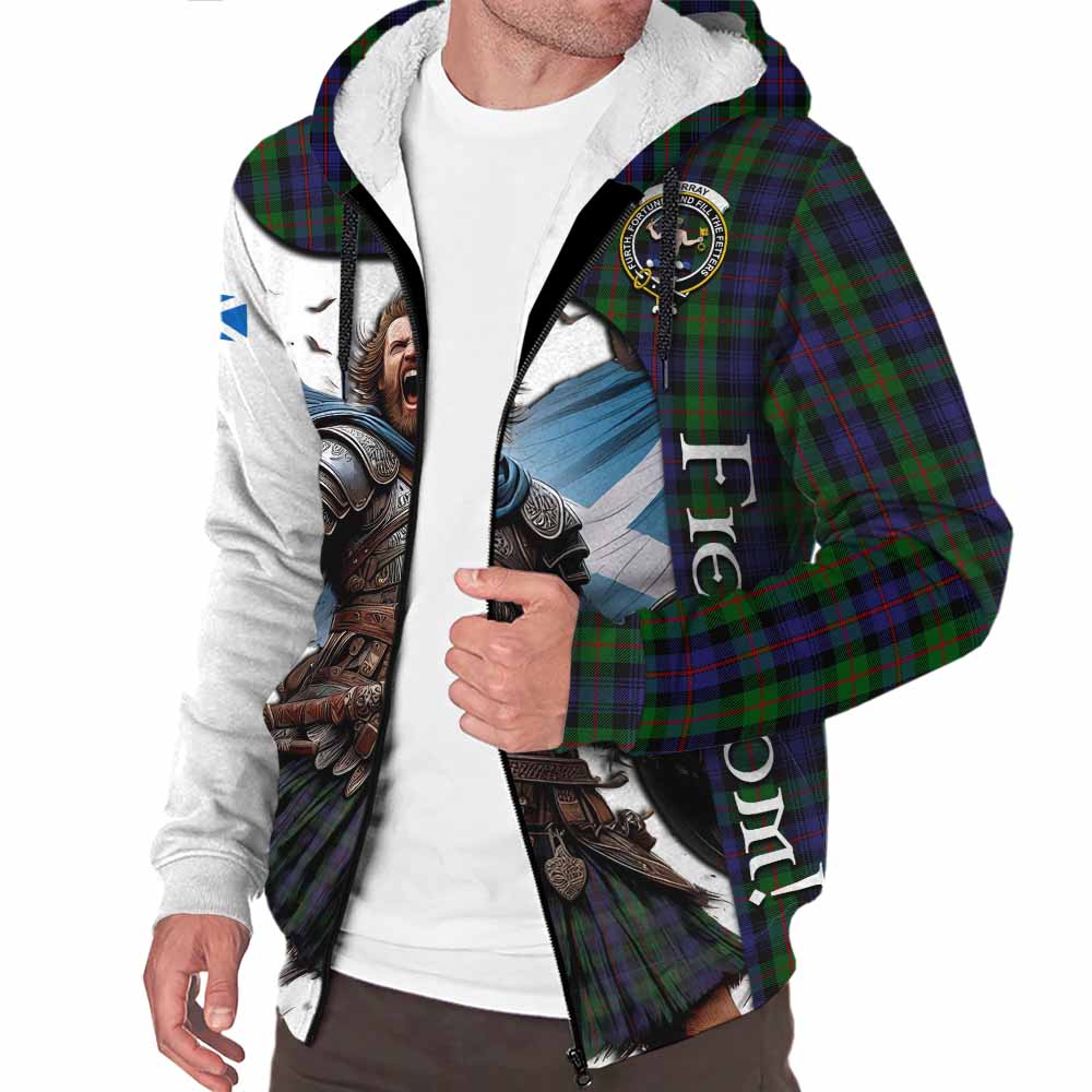 Tartan Vibes Clothing Murray Crest Tartan Sherpa Hoodie Inspired by the Freedom of Scottish Warrior