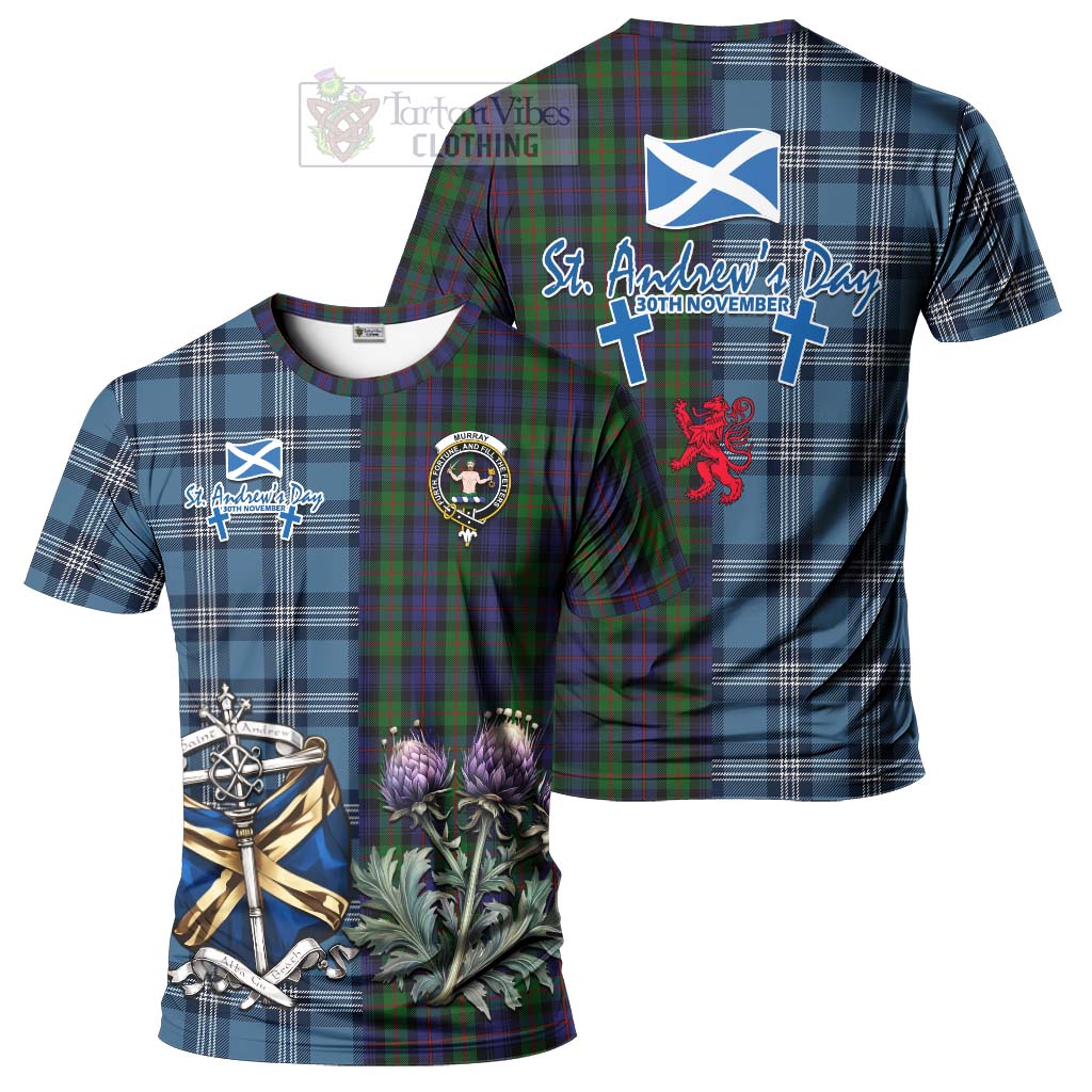 Tartan Vibes Clothing Murray Tartan T-Shirt Happy St. Andrew's Day Half Tartan Style