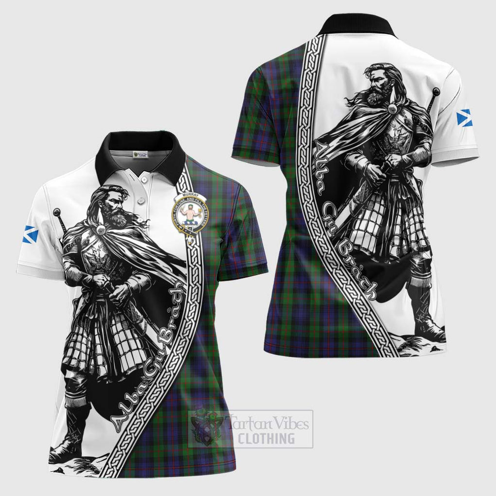 Tartan Vibes Clothing Murray Tartan Clan Crest Women's Polo Shirt with Highlander Warrior Celtic Style