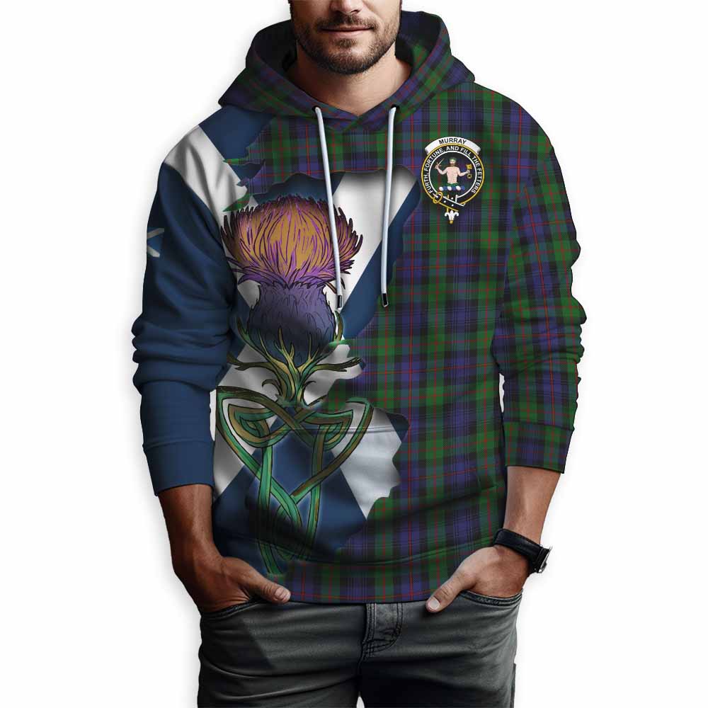 Murray Tartan Family Crest Hoodie Scottish Thistle Celtic Inspired Pullover Hoodie - Tartan Vibes Clothing