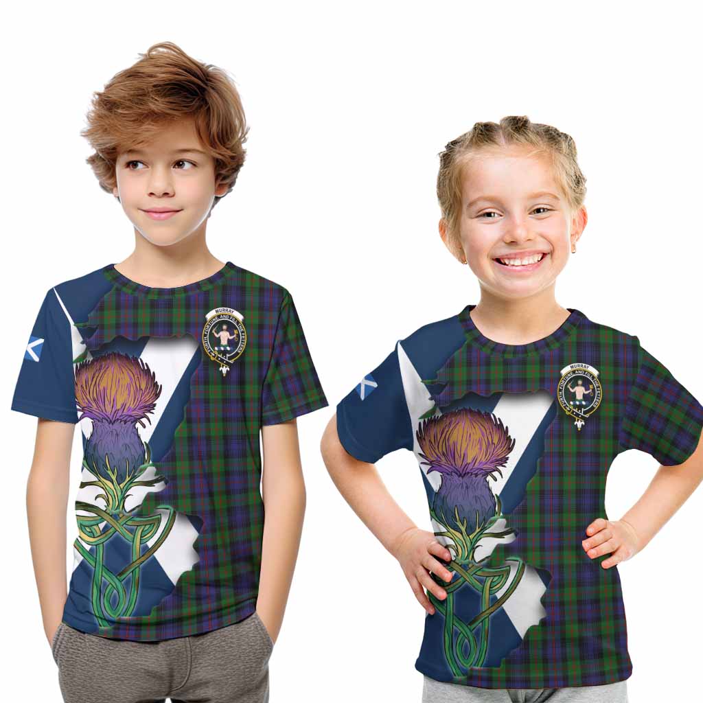 Murray Tartan Family Crest Kid T-Shirt Scottish Thistle Celtic Inspired Youth XL Size14 - Tartan Vibes Clothing