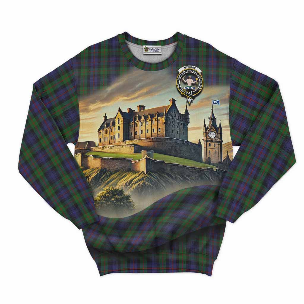 Murray Tartan Family Crest Sweatshirt with Scottish Ancient Castle Style Unisex - Tartan Vibes Clothing