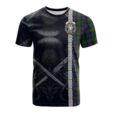 Murray Tartan Cotton T-shirt with Family Crest Cross Sword Thistle Celtic Vibes