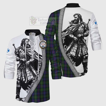 Murray Tartan Clan Crest Ghillie Kilt Shirt with Highlander Warrior Celtic Style