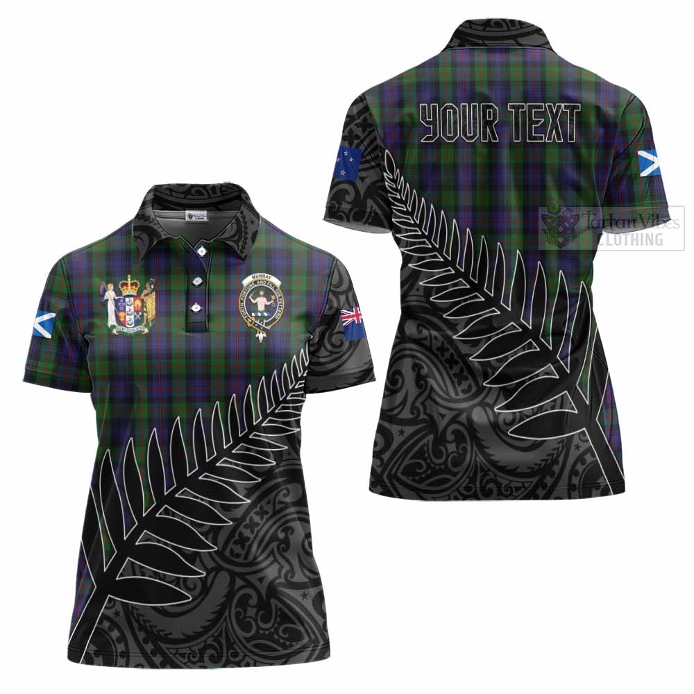 Tartan Vibes Clothing Murray Crest Tartan Women's Polo Shirt with New Zealand Silver Fern Half Style