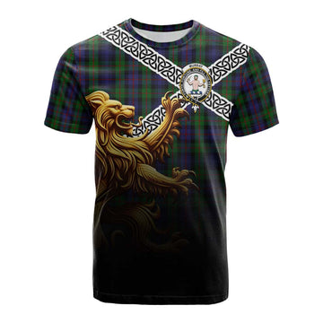 Murray Crest Tartan Cotton T-shirt with Golden Lion Emblem Celtic Style Kid's Shirt - Tartan Vibes Clothing