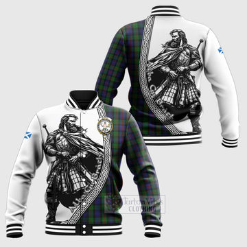 Murray Tartan Clan Crest Baseball Jacket with Highlander Warrior Celtic Style