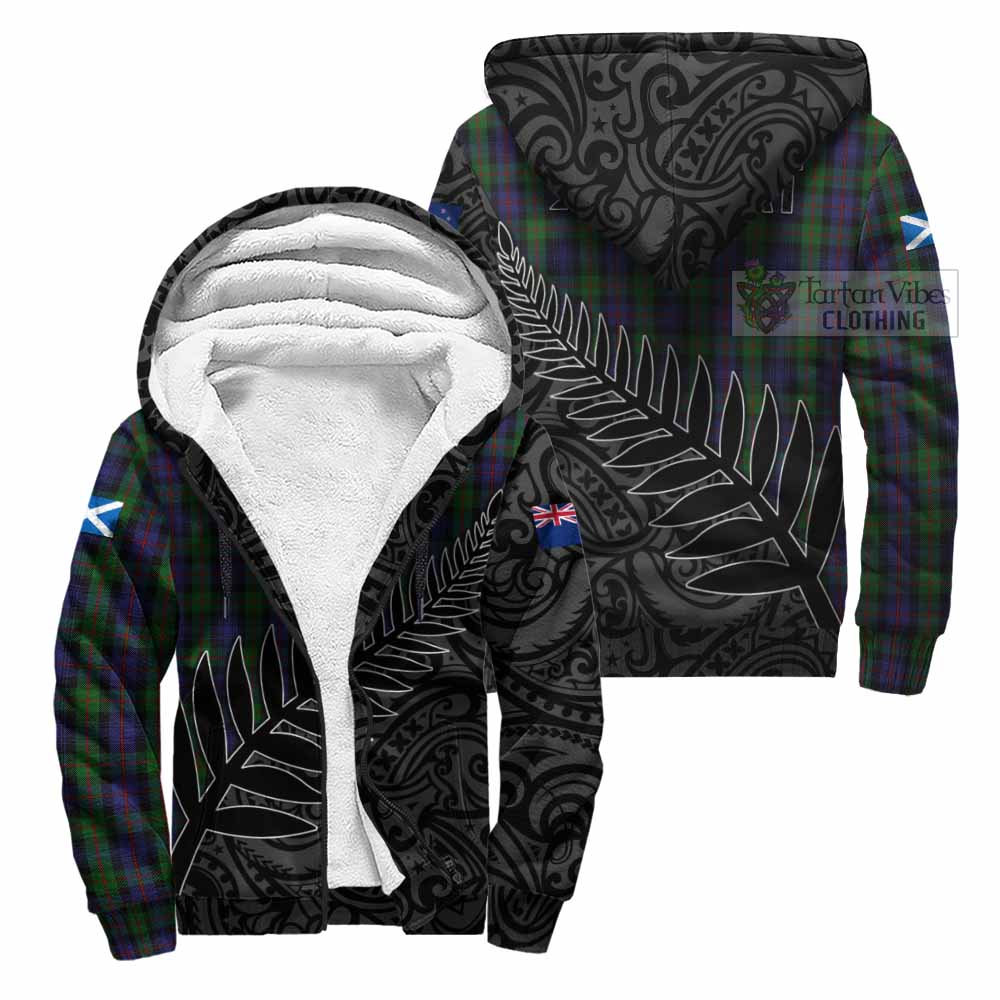 Tartan Vibes Clothing Murray Crest Tartan Sherpa Hoodie with New Zealand Silver Fern Half Style